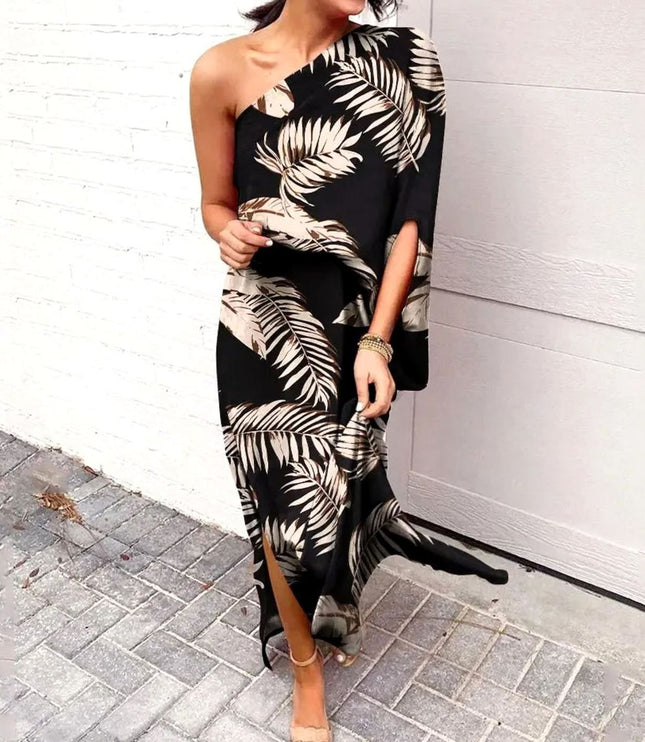 Women's Maxi Summer Dress in Floral with One Shoulder