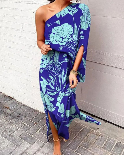 Women's Maxi Summer Dress in Floral with One Shoulder