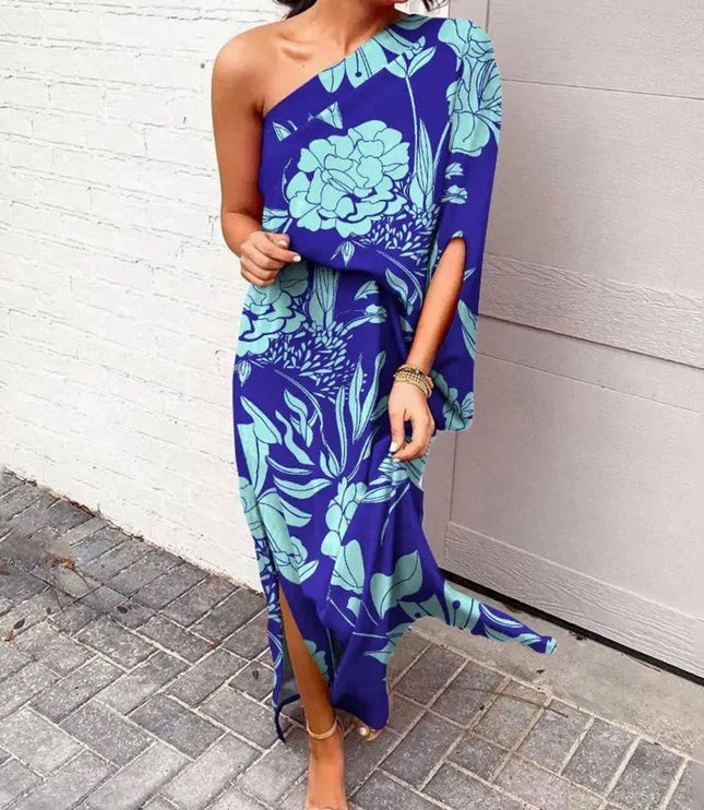 Women's Maxi Summer Dress in Floral with One Shoulder
