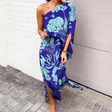 Women's Maxi Summer Dress in Floral with One Shoulder