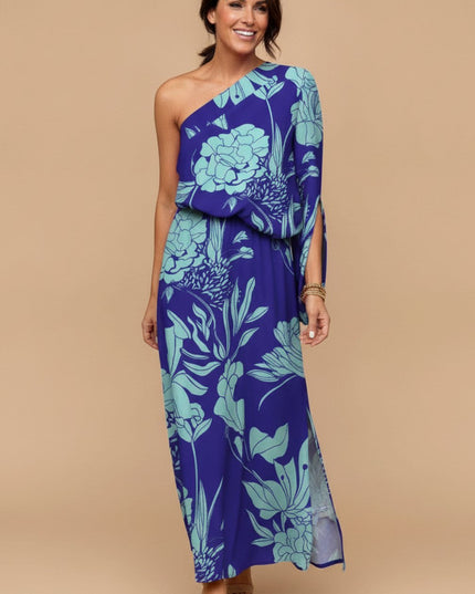 Women's Maxi Summer Dress in Floral with One Shoulder