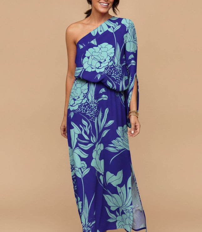 Women's Maxi Summer Dress in Floral with One Shoulder