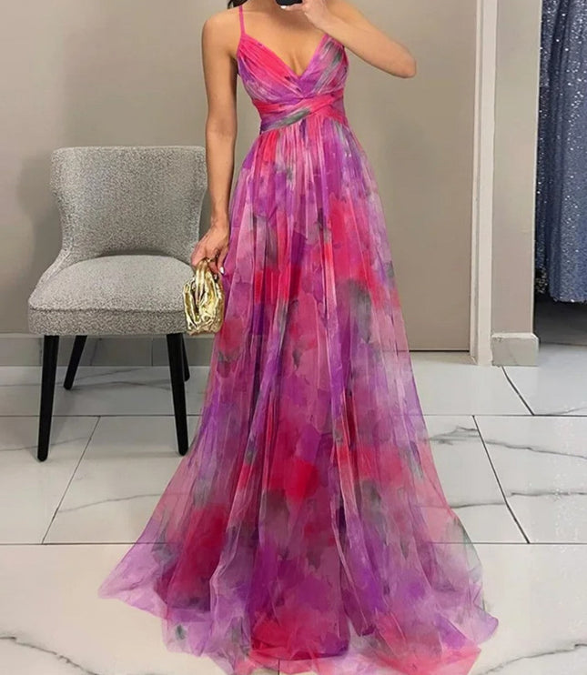 Women's Maxi Sundress with Wrap Front and Thin Straps