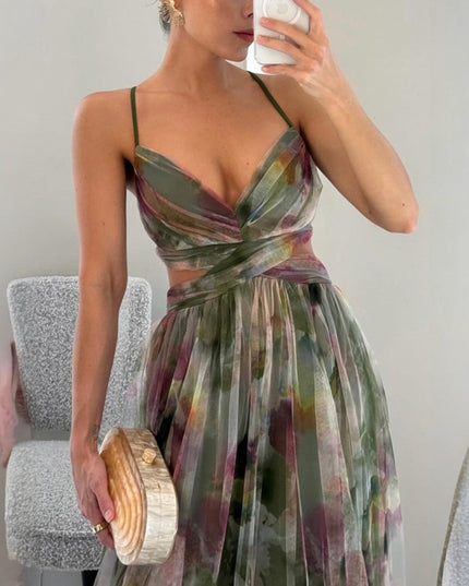 Women's Maxi Sundress with Wrap Front and Thin Straps