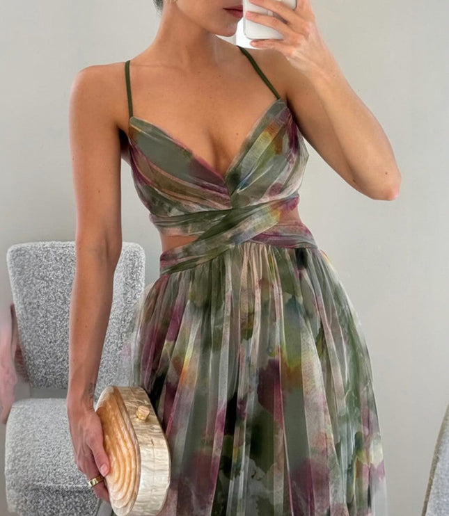 Women's Maxi Sundress with Wrap Front and Thin Straps