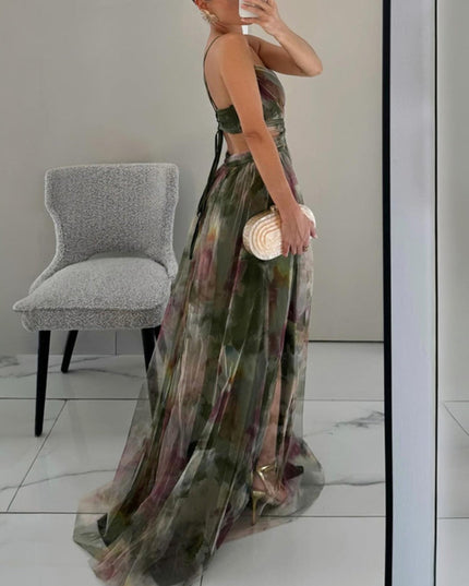 Women's Maxi Sundress with Wrap Front and Thin Straps
