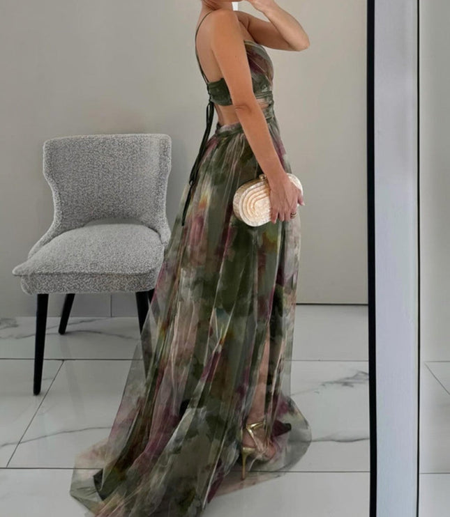 Women's Maxi Sundress with Wrap Front and Thin Straps