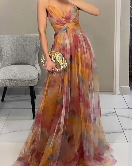 Women's Maxi Sundress with Wrap Front and Thin Straps