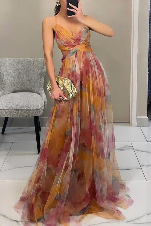 Women's Maxi Sundress with Wrap Front and Thin Straps