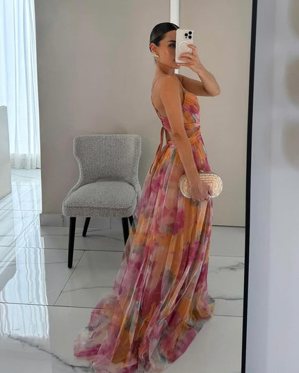 Women's Maxi Sundress with Wrap Front and Thin Straps