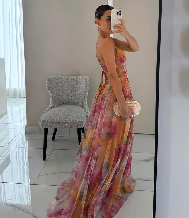Women's Maxi Sundress with Wrap Front and Thin Straps