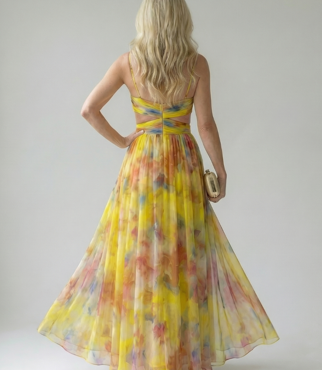 Women's Maxi Sundress with Wrap Front and Thin Straps