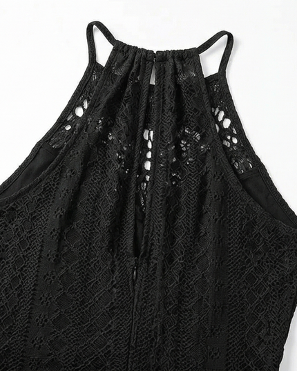 Women's Midi Cocktail Dress in Crochet with Split Hem