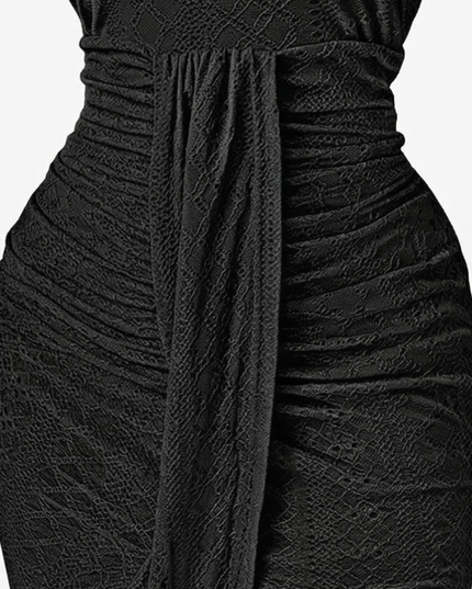 Women's Midi Cocktail Dress in Crochet with Split Hem