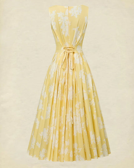 Women's Midi Dress with a Swing Skirt and Off-Shoulder Neckline