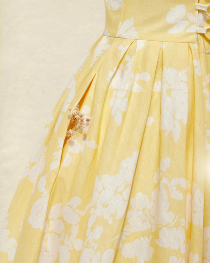 Women's Midi Dress with a Swing Skirt and Off-Shoulder Neckline