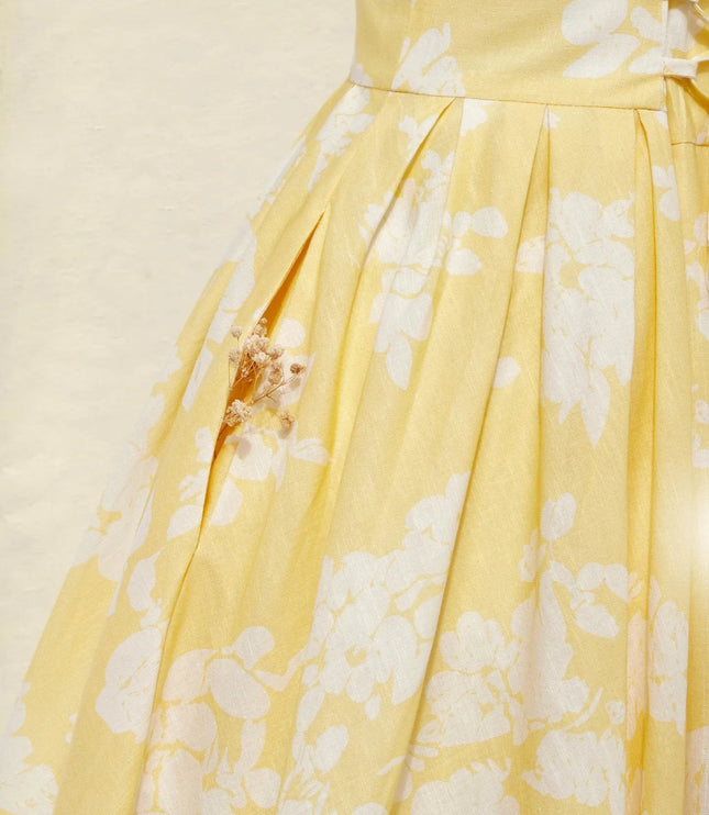 Women's Midi Dress with a Swing Skirt and Off-Shoulder Neckline