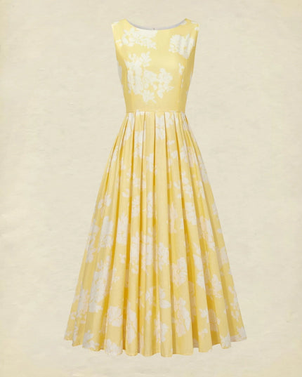 Women's Midi Dress with a Swing Skirt and Off-Shoulder Neckline
