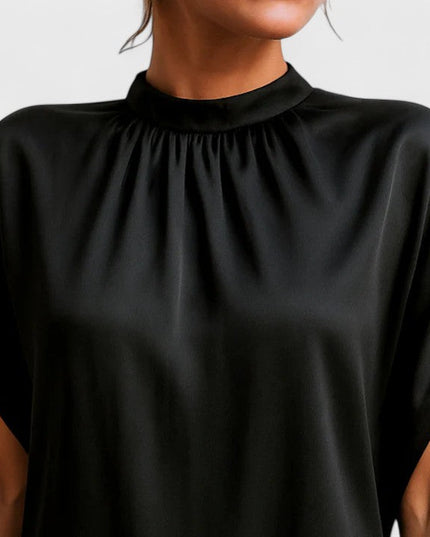 Women's Mini Cocktail Dress in Black with a Mock Neck