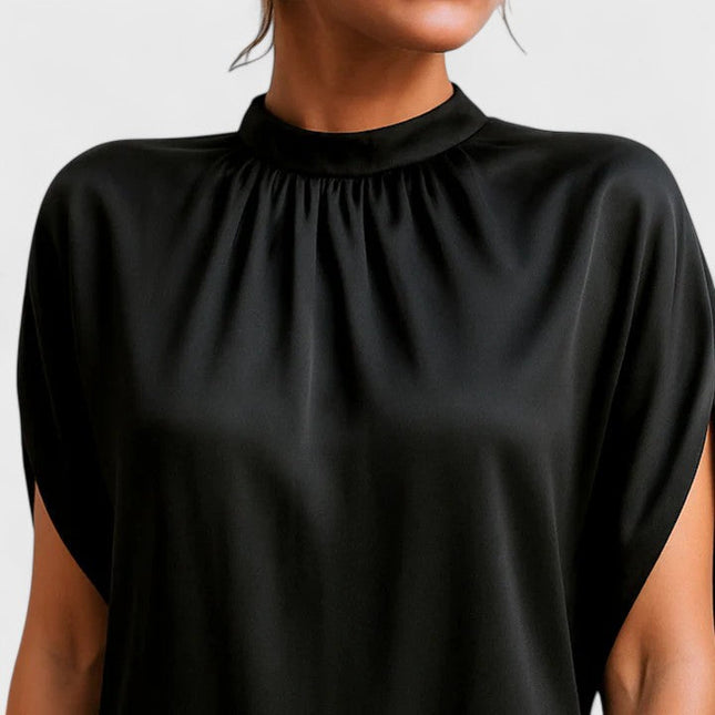 Women's Mini Cocktail Dress in Black with a Mock Neck