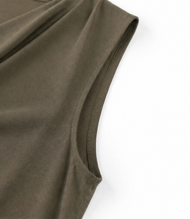 Women's Mini Summer Dress with Cowl Neck and Pockets
