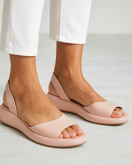 Women's Minimalist Wedge Sandals with an Elastic Slingback