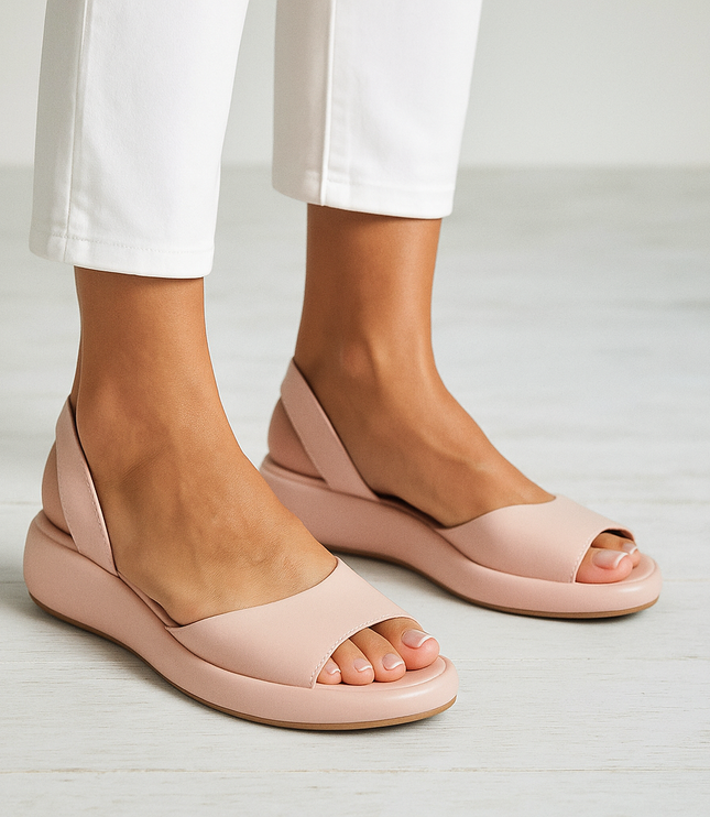 Women's Minimalist Wedge Sandals with an Elastic Slingback