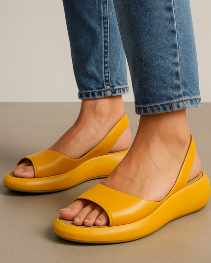 Women's Minimalist Wedge Sandals with an Elastic Slingback