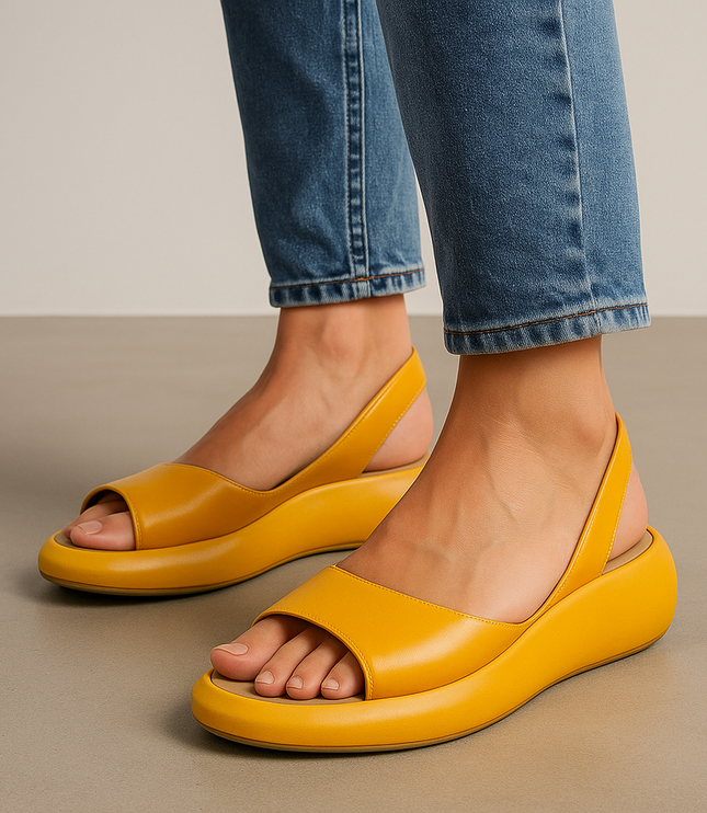 Women's Minimalist Wedge Sandals with an Elastic Slingback