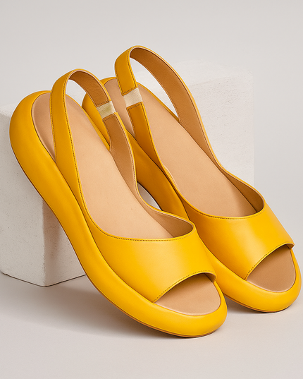 Women's Minimalist Wedge Sandals with an Elastic Slingback