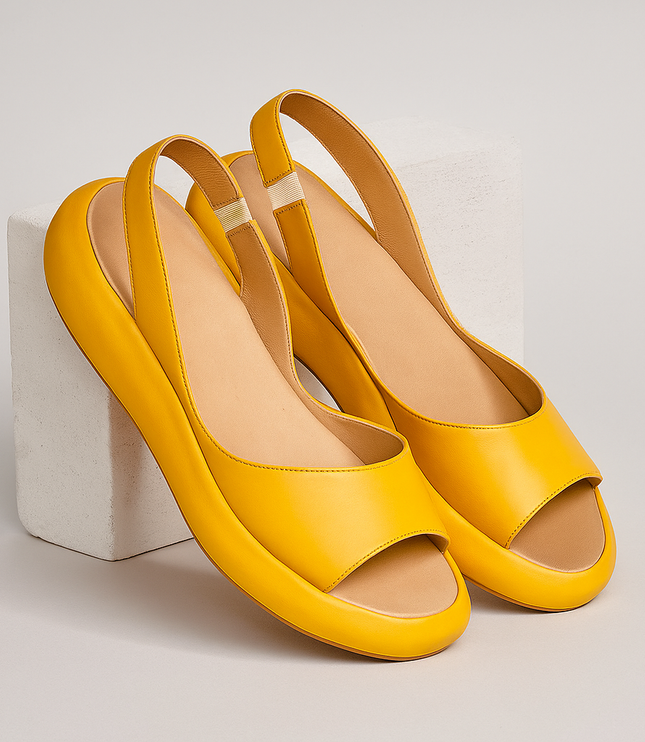 Women's Minimalist Wedge Sandals with an Elastic Slingback
