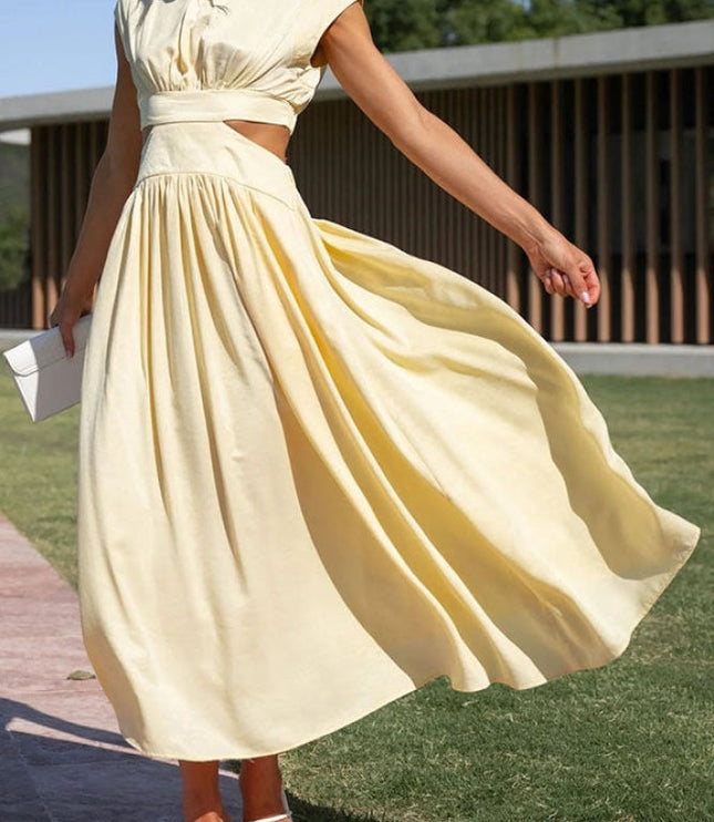 Women's Mock-Neck Cut-Out Waist Maxi Dress