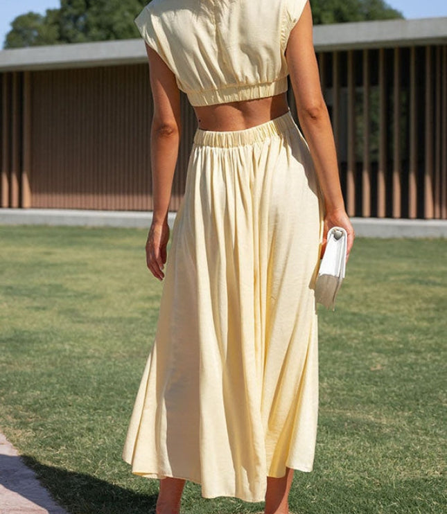 Women's Mock-Neck Cut-Out Waist Maxi Dress
