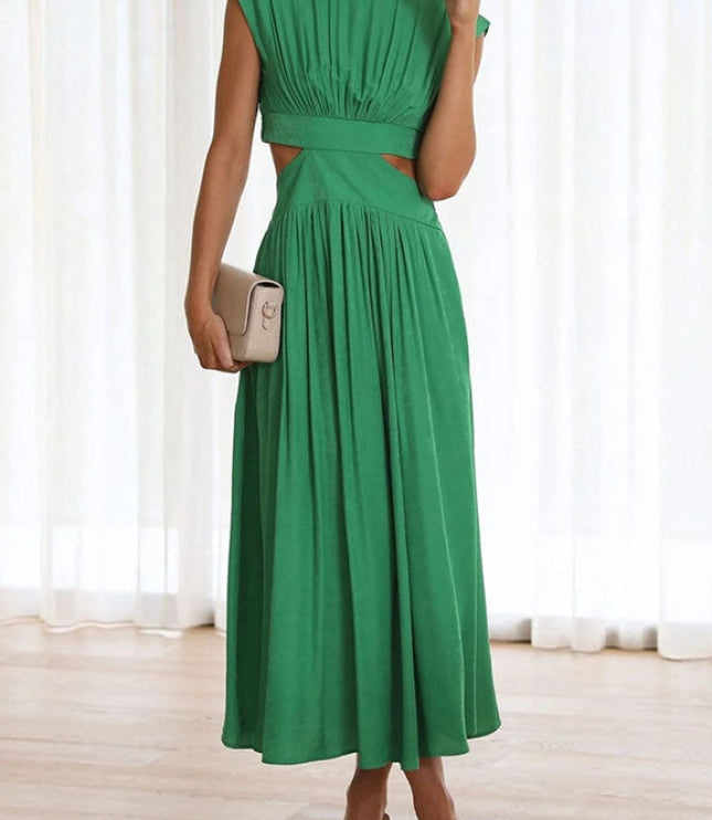 Women's Mock-Neck Cut-Out Waist Maxi Dress