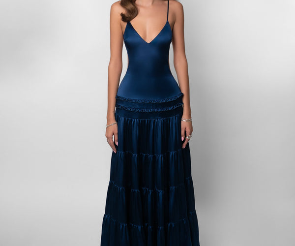 layered top maxi dress OFF SHOULDER LAYERED ORGANZA MAXI DRESS | CULT MIA