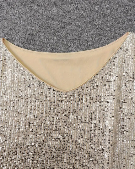 Women's Off-Shoulder Sequin Dolman Sleeve Mini Dress