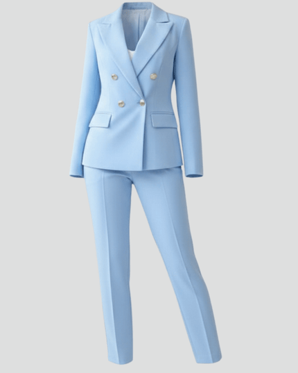 Women's Office Pant Suit Built Around a Double-Breasted Blazer