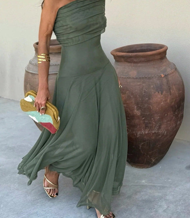 Women's One-Shoulder Draped Maxi Dress