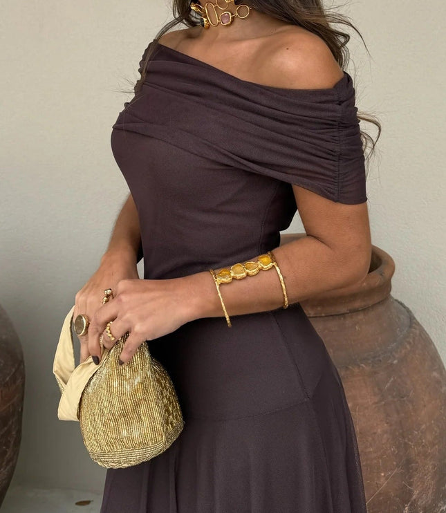 Women's One-Shoulder Draped Maxi Dress