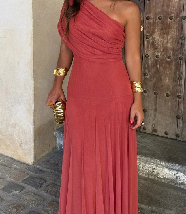 Women's One-Shoulder Draped Maxi Dress