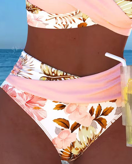 Women's One-Shoulder Floral Bikini with Cut-Out Detail