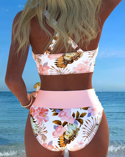 Women's One-Shoulder Floral Bikini with Cut-Out Detail