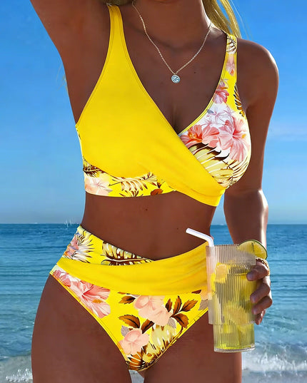 Women's One-Shoulder Floral Bikini with Cut-Out Detail