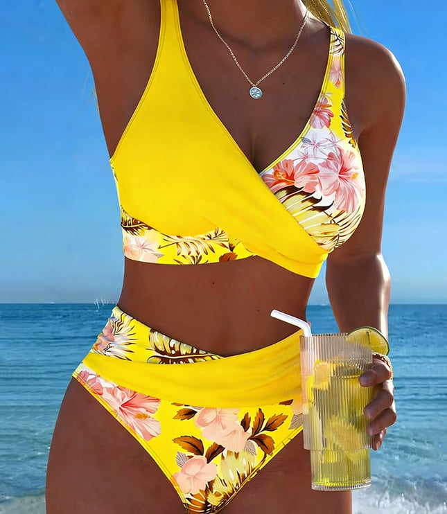 Women's One-Shoulder Floral Bikini with Cut-Out Detail