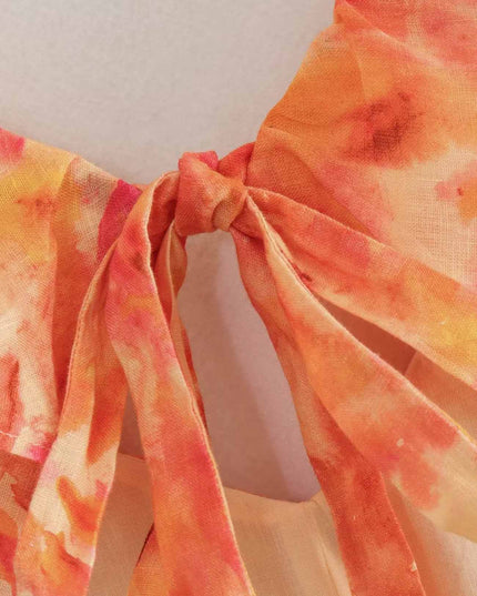Women's Orange Floral Maxi Wedding Guest Dress, Summer
