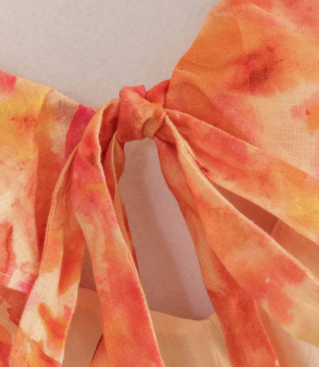 Women's Orange Floral Maxi Wedding Guest Dress, Summer