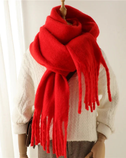 Women's Oversized Brushed Knit Fringed Scarf