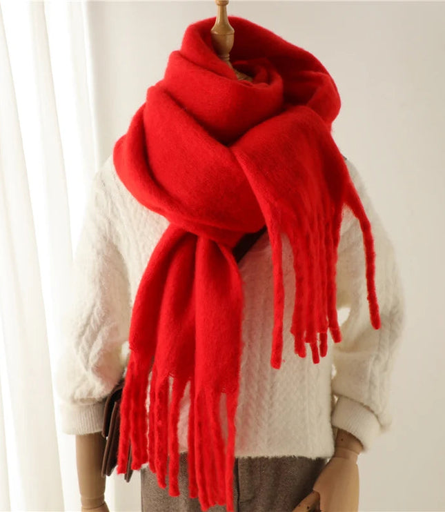 Women's Oversized Brushed Knit Fringed Scarf