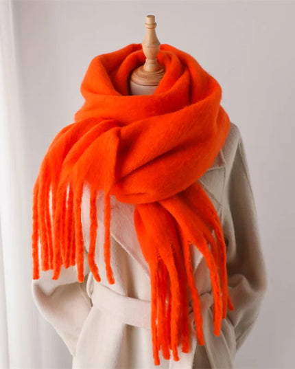 Women's Oversized Brushed Knit Fringed Scarf