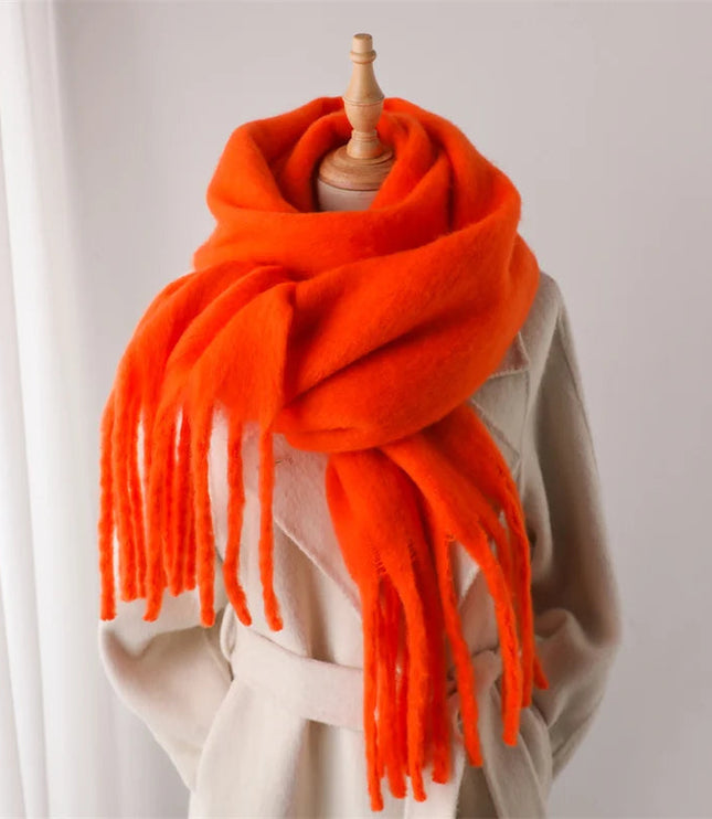Women's Oversized Brushed Knit Fringed Scarf